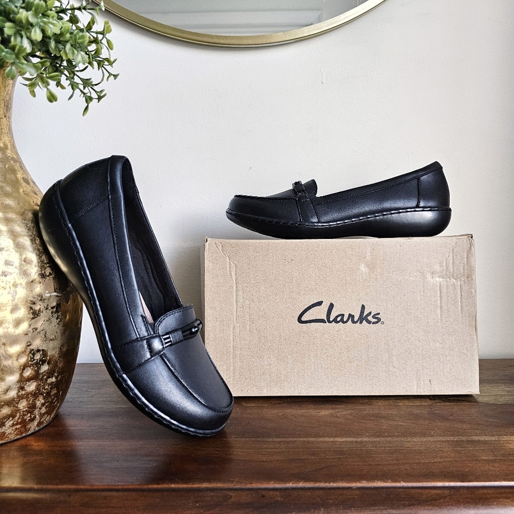 Clarks Collection Ashland Ballot Black Genuine Leather Loafers Women’s Size 8 M